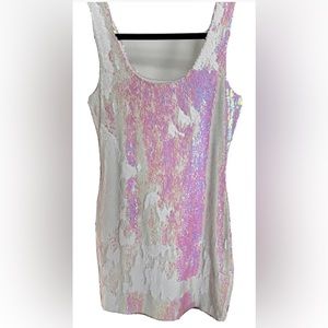 Misses Women White Reversible Sequin Tank Dress Size Medium Charlotte Russe